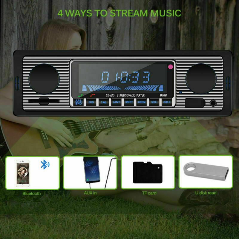 Retro Autoradio Bluetooth Freisprech-einrichtung USB SD AUX MP3 1DIN Oldtimer 