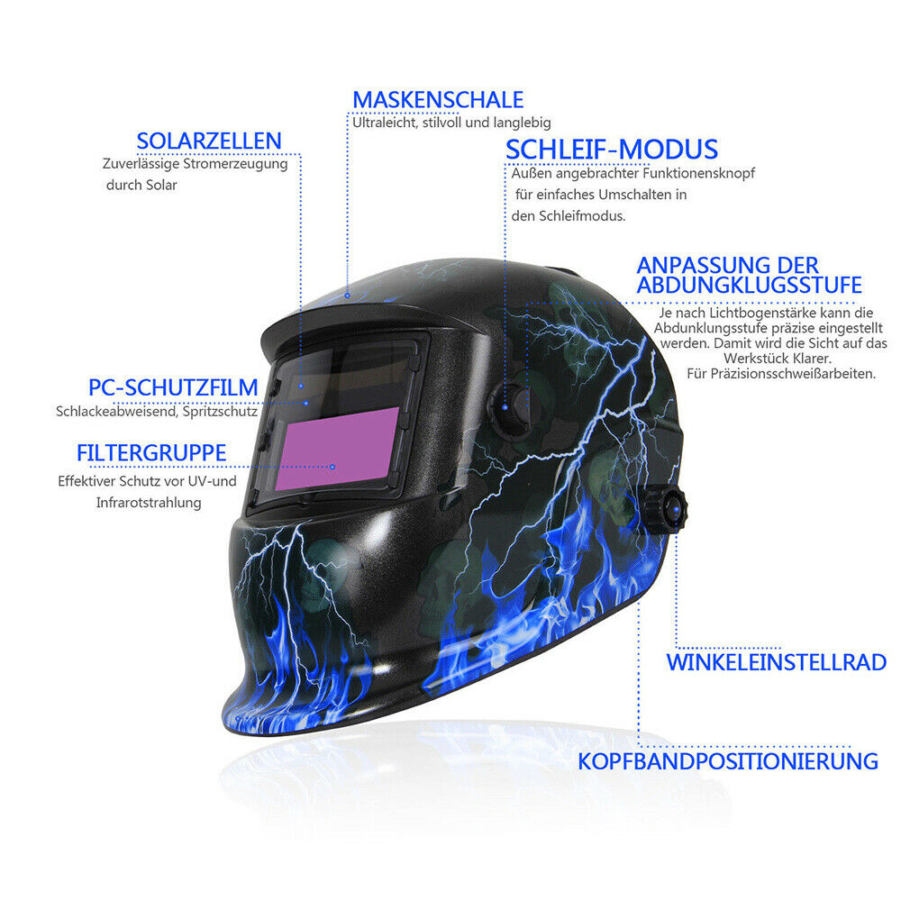 Tragbar Automatik Solar Schweißhelm Schweißmaske Automatikschirm Helm Schweißen 